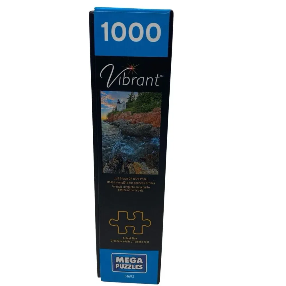Vibrant Mega Puzzles Lighthouse 1000 Piece Coastal Ocean Scenic Jigsaw Puzzle